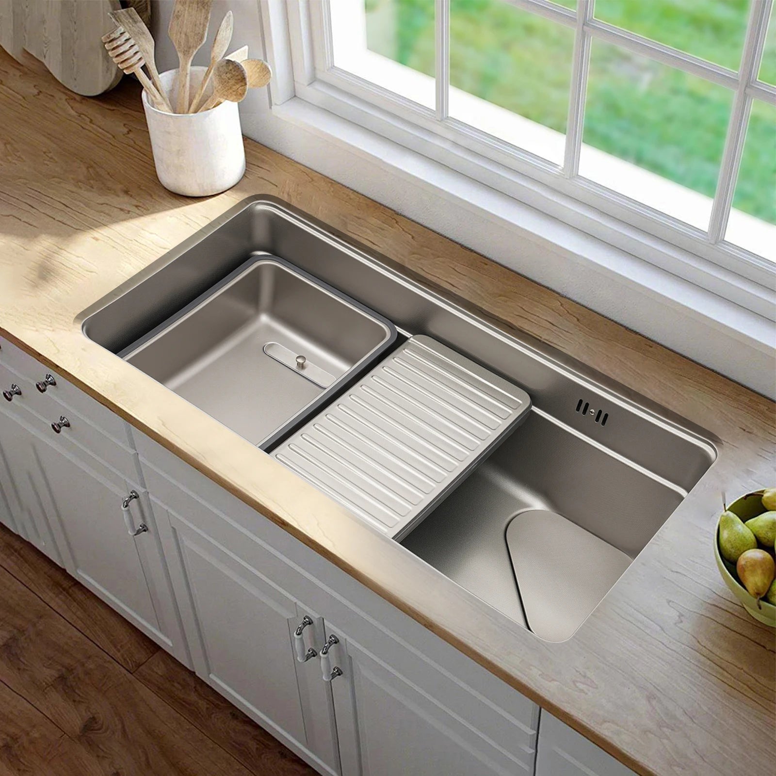Stainless Steel Sink Low Noise Modern Kitchen Sink with Anti-Overflow Hole Easy to Clean Kitchen Facilities