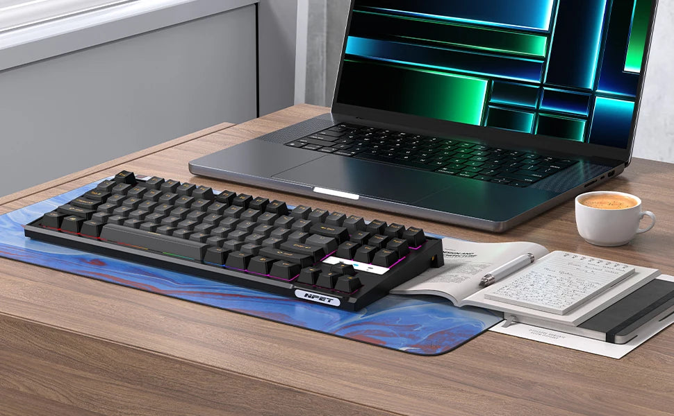 NPET 87 Keys RGB Mechanical Keyboard, Wired 20+ Backlit Modes, Ergonomic Hot Swappable Design, Suitable For Gaming And Office