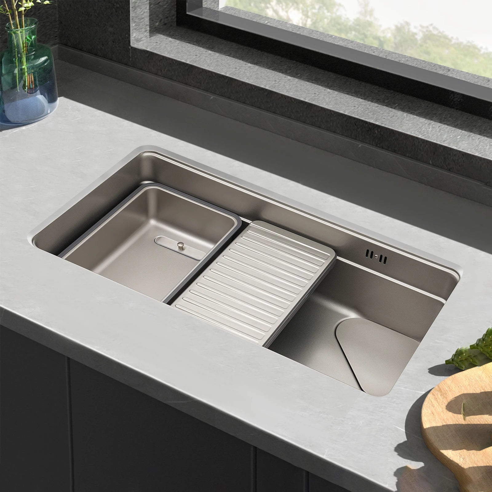 Stainless Steel Sink Low Noise Modern Kitchen Sink with Anti-Overflow Hole Easy to Clean Kitchen Facilities