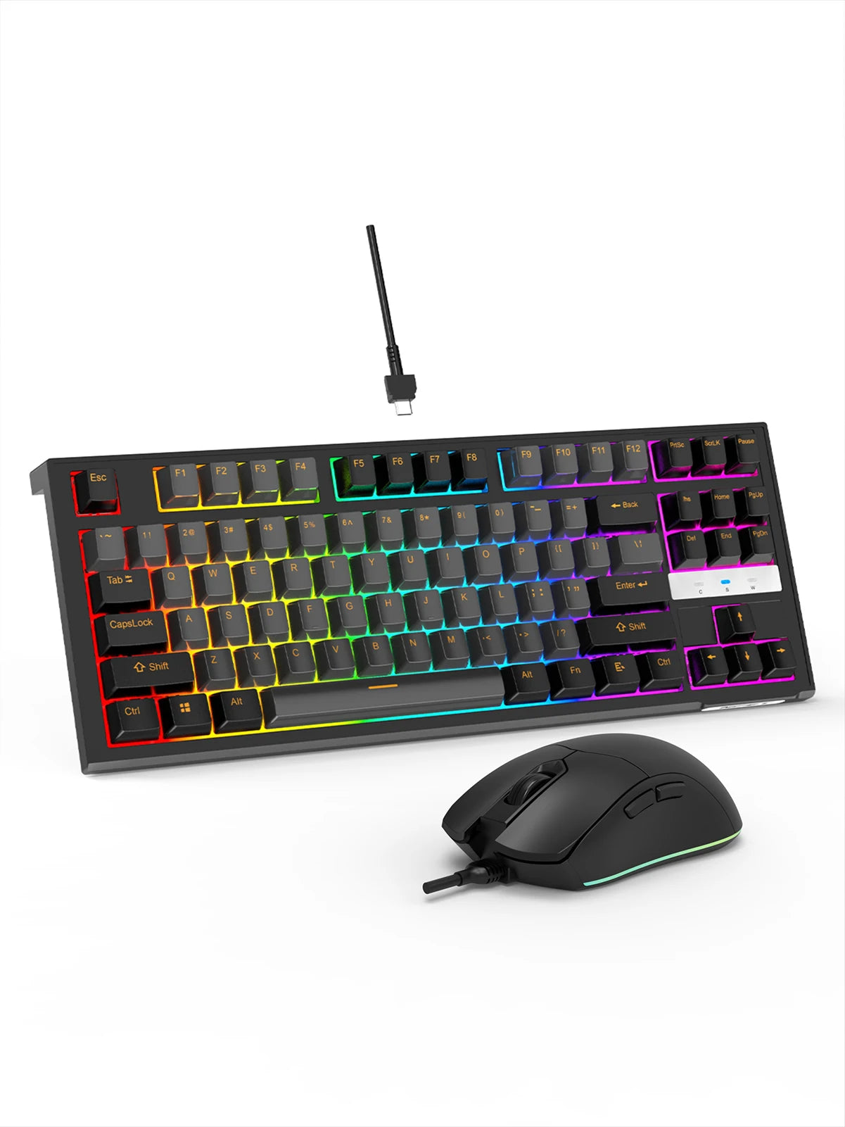 NPET 87 Keys RGB Mechanical Keyboard, Wired 20+ Backlit Modes, Ergonomic Hot Swappable Design, Suitable For Gaming And Office