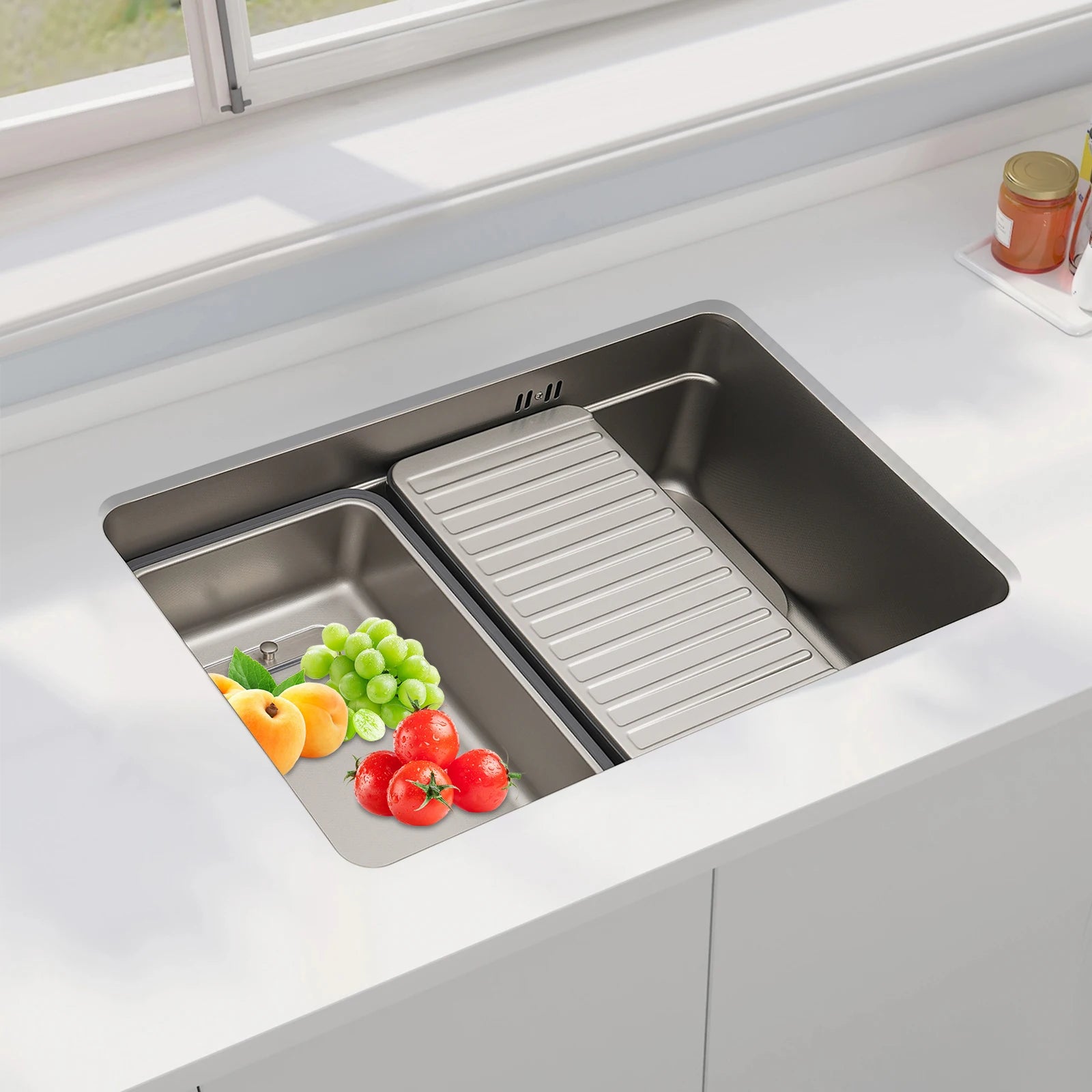 Stainless Steel Sink Low Noise Modern Kitchen Sink with Anti-Overflow Hole Easy to Clean Kitchen Facilities
